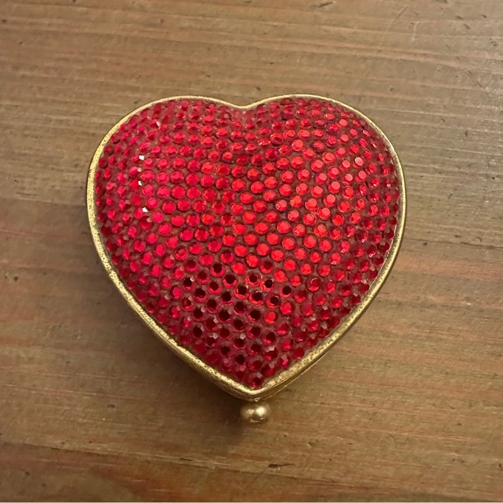 Four small compact makeup purse mirrors Red Glitter Diamond Crystals Hearts - Picture 14 of 16